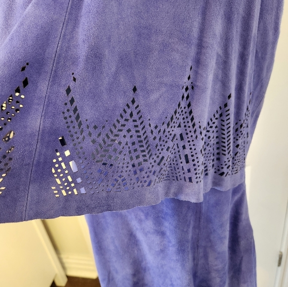 NWT Elegant Blue Leather Parker Dress Size Small - Picture 5 of 9